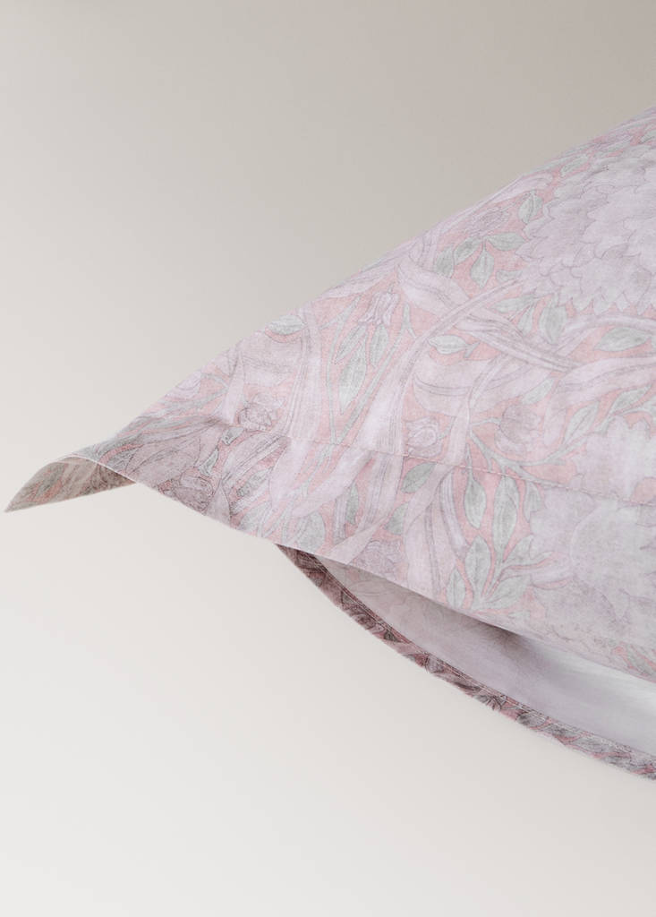 Two decorative floral print 200 thread count percale cotton pillow covers 60x60 cm — Pale Pink