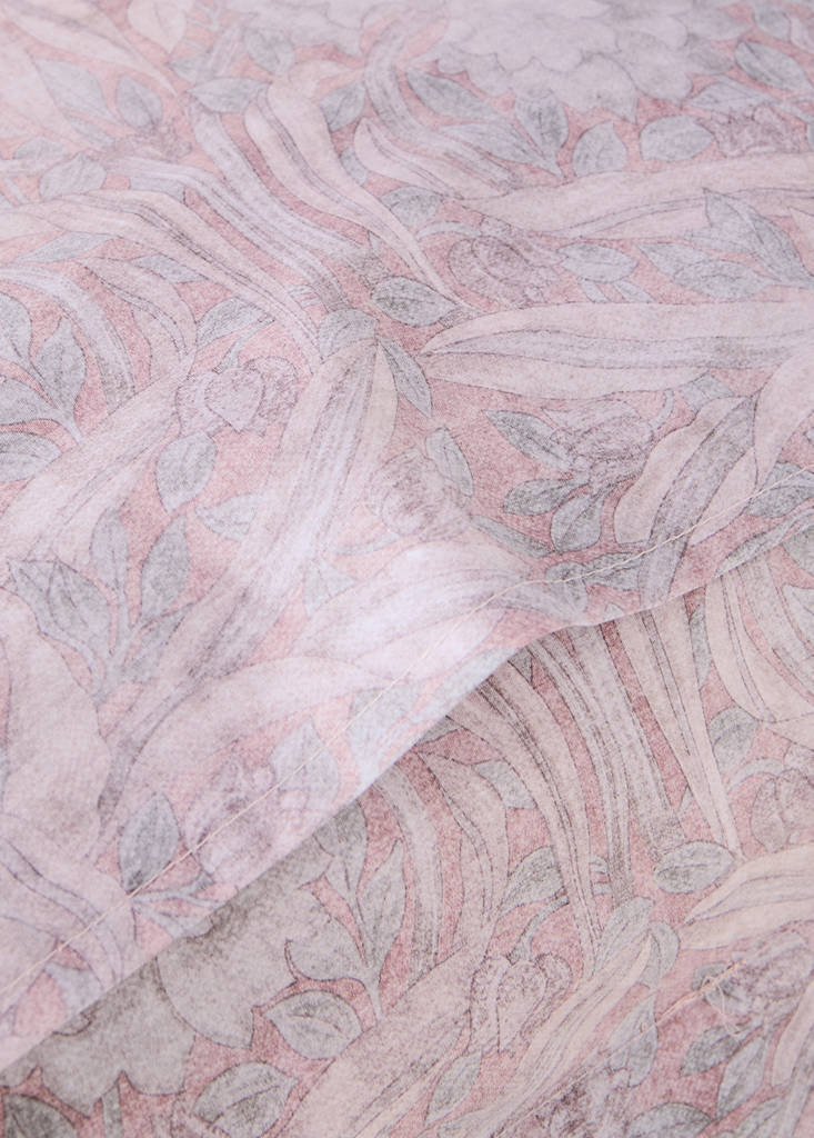 Two decorative floral print 200 thread count percale cotton pillow covers 60x60 cm — Pale Pink