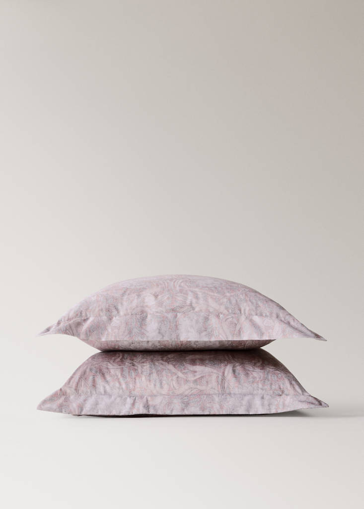 Two decorative floral print 200 thread count percale cotton pillow covers 60x60 cm — Pale Pink