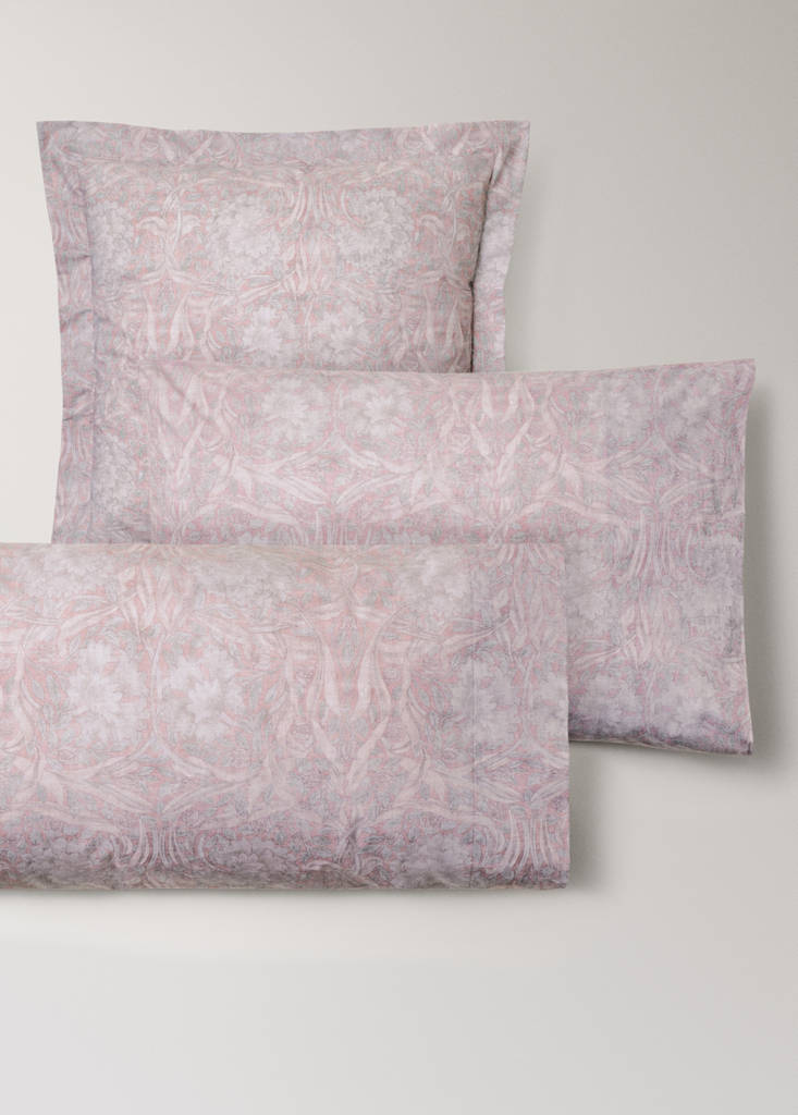 Two decorative floral print 200 thread count percale cotton pillow covers 60x60 cm — Pale Pink