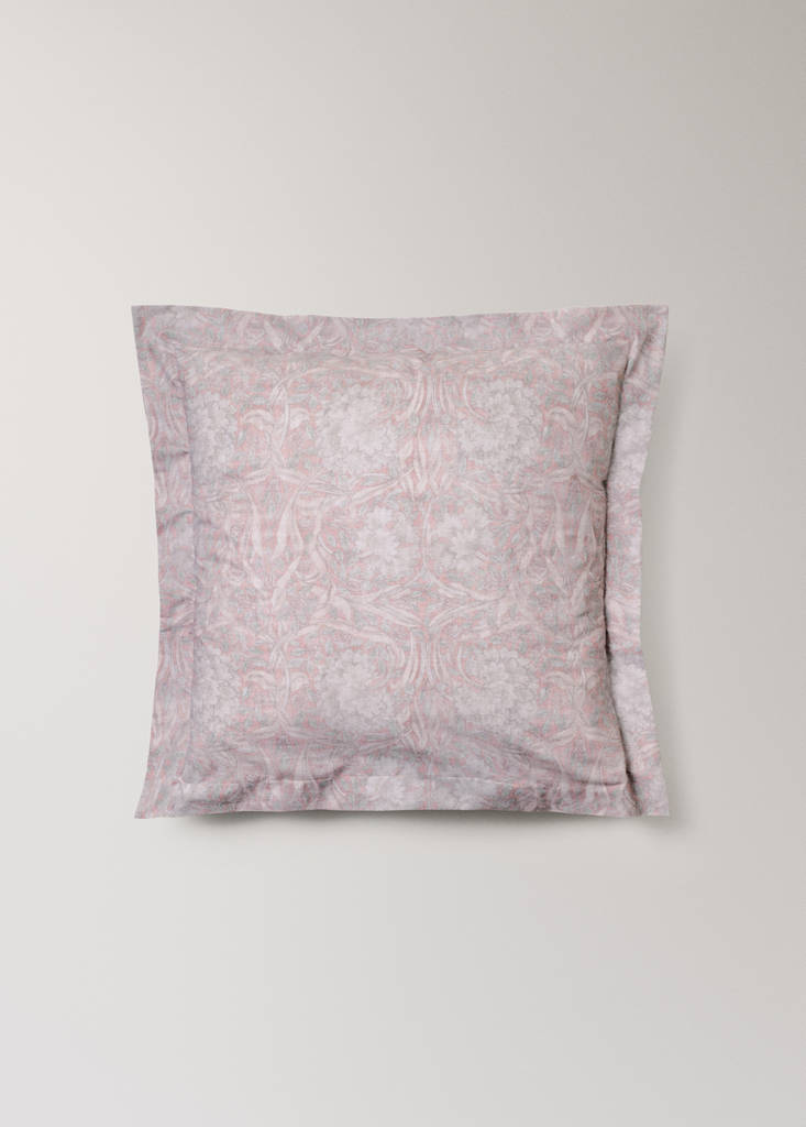 Two decorative floral print 200 thread count percale cotton pillow covers 60x60 cm — Pale Pink