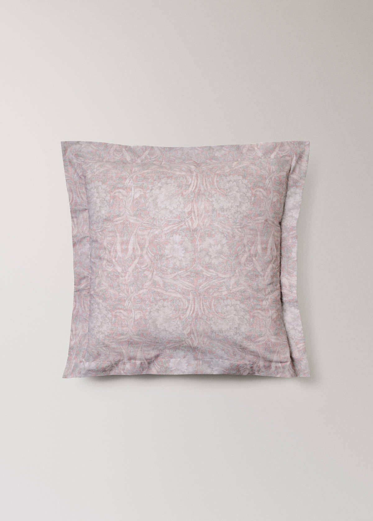 Two decorative floral print 200 thread count percale cotton pillow covers 60x60 cm — Pale Pink
