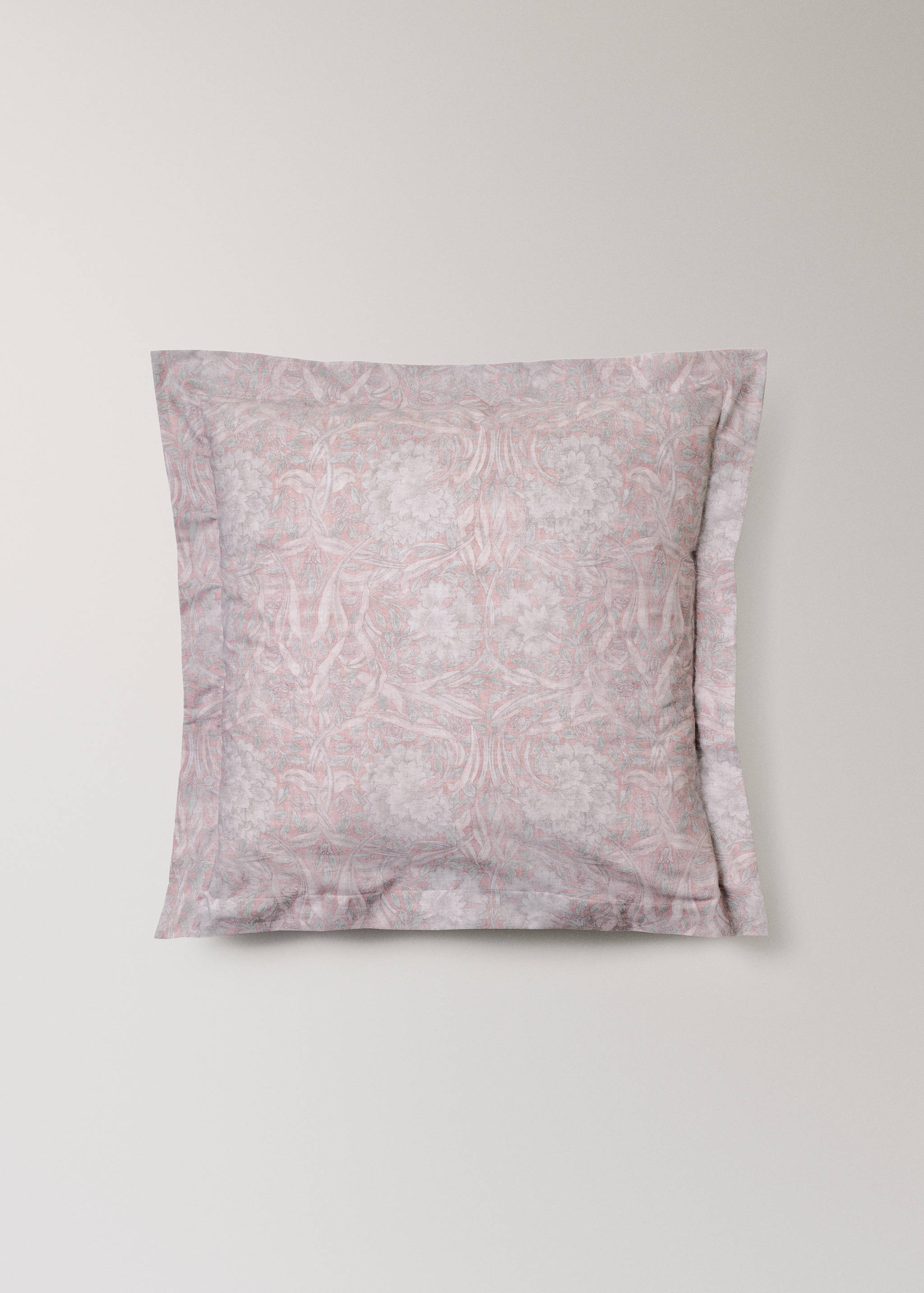 Two decorative floral print 200 thread count percale cotton pillow covers 60x60 cm - Article without model