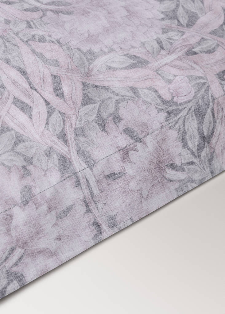 Two decorative floral print 200 thread count percale cotton pillow covers 60x60 cm — Dark Grey