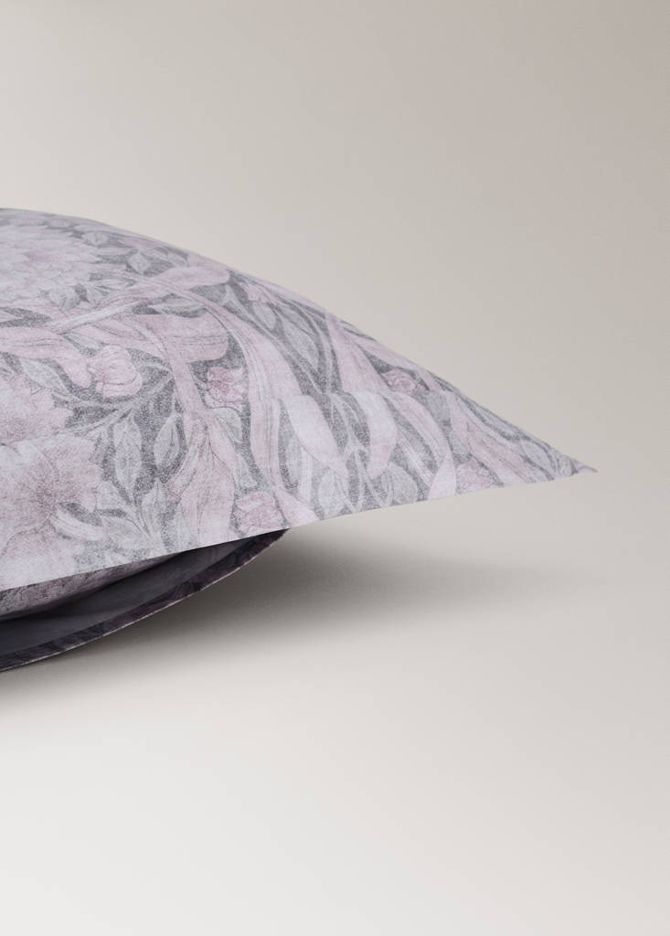 Two decorative floral print 200 thread count percale cotton pillow covers 60x60 cm — Dark Grey
