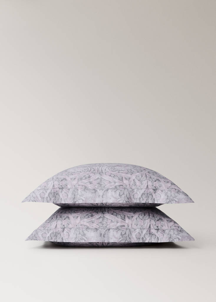 Two decorative floral print 200 thread count percale cotton pillow covers 60x60 cm — Dark Grey