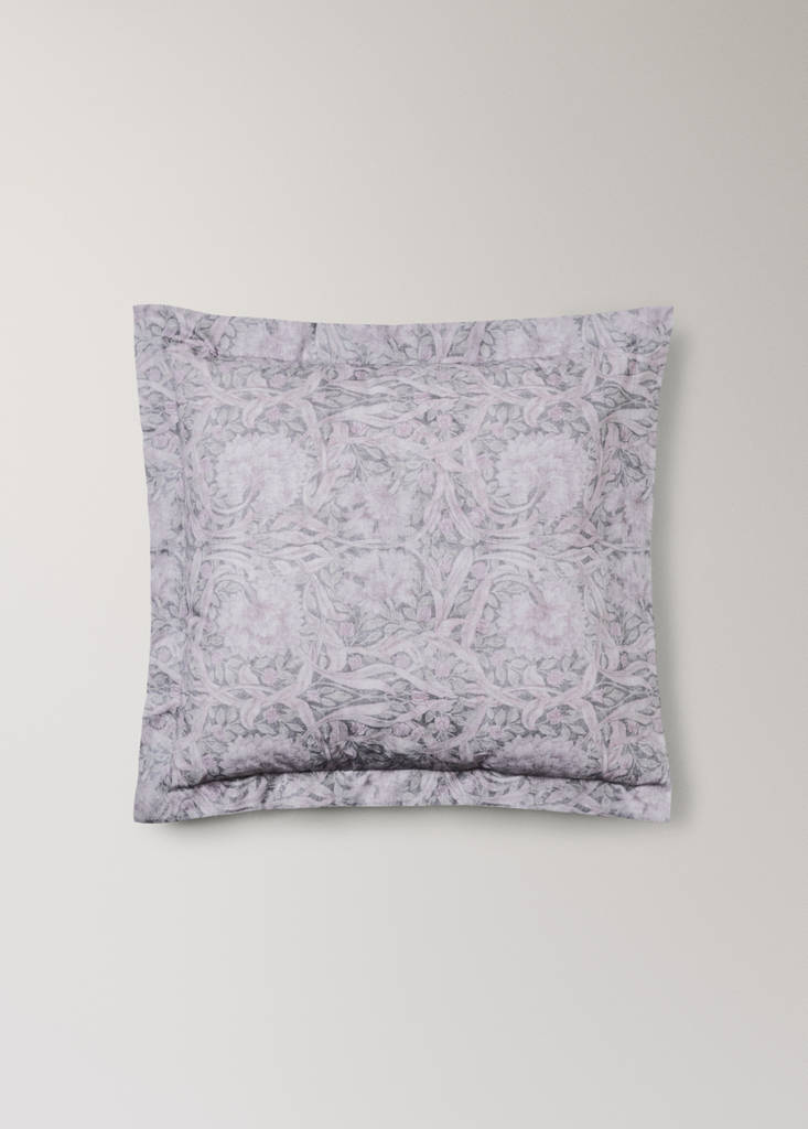 Two decorative floral print 200 thread count percale cotton pillow covers 60x60 cm — Dark Grey
