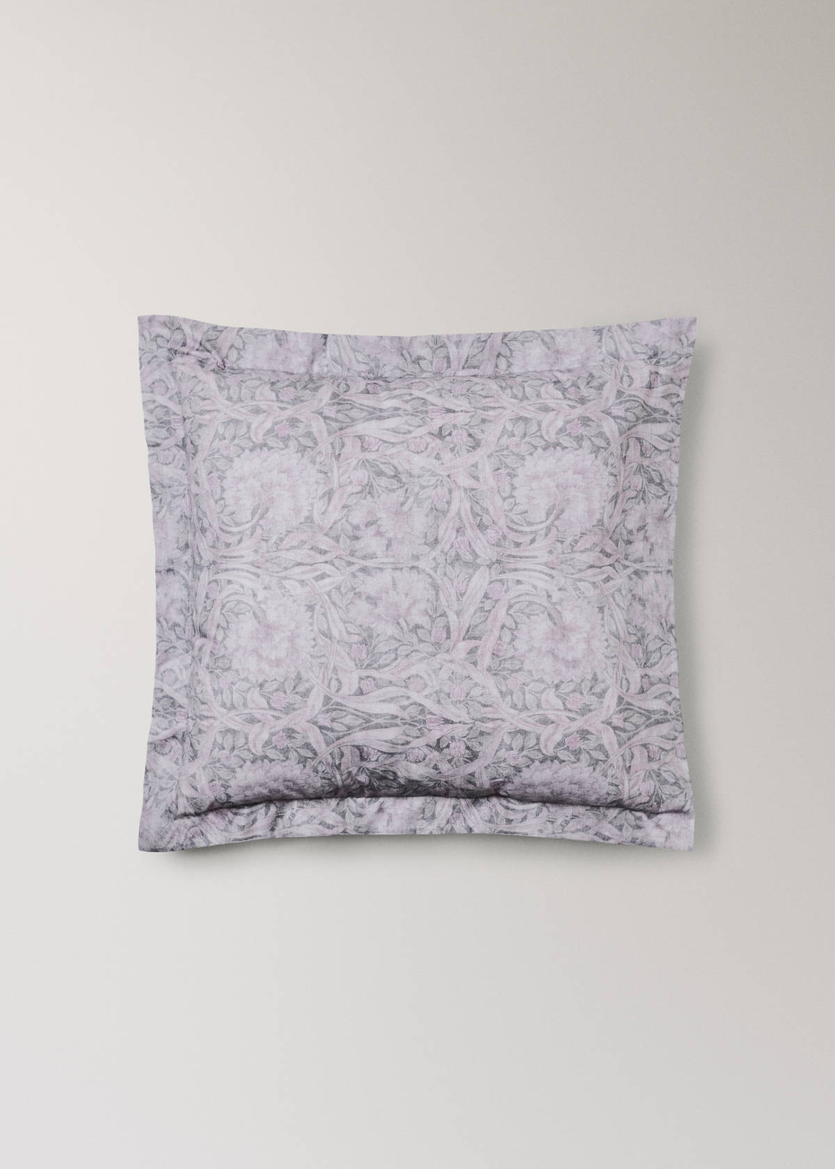 Two decorative floral print 200 thread count percale cotton pillow covers 60x60 cm — Dark Grey