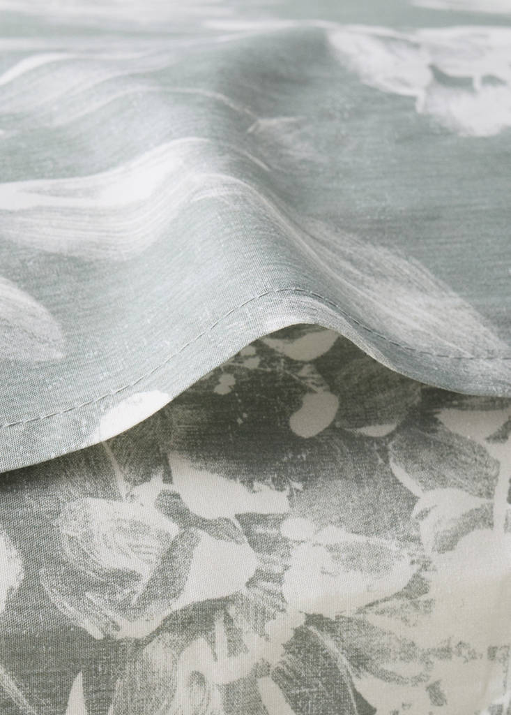 Pack of 2 floral print cotton percale pillowcases — Medium Green