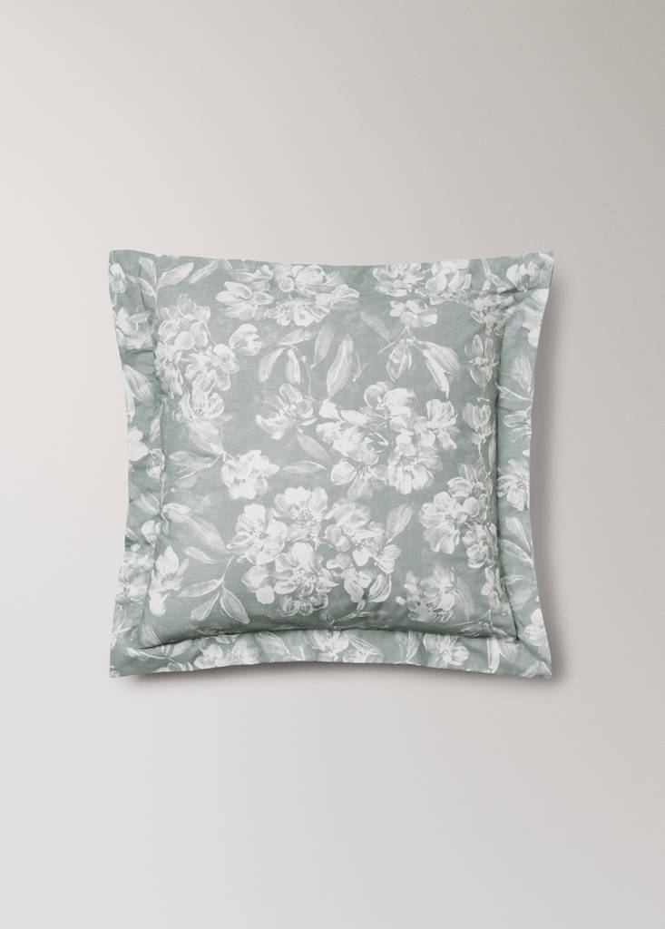 Pack of 2 floral print cotton percale pillowcases — Medium Green