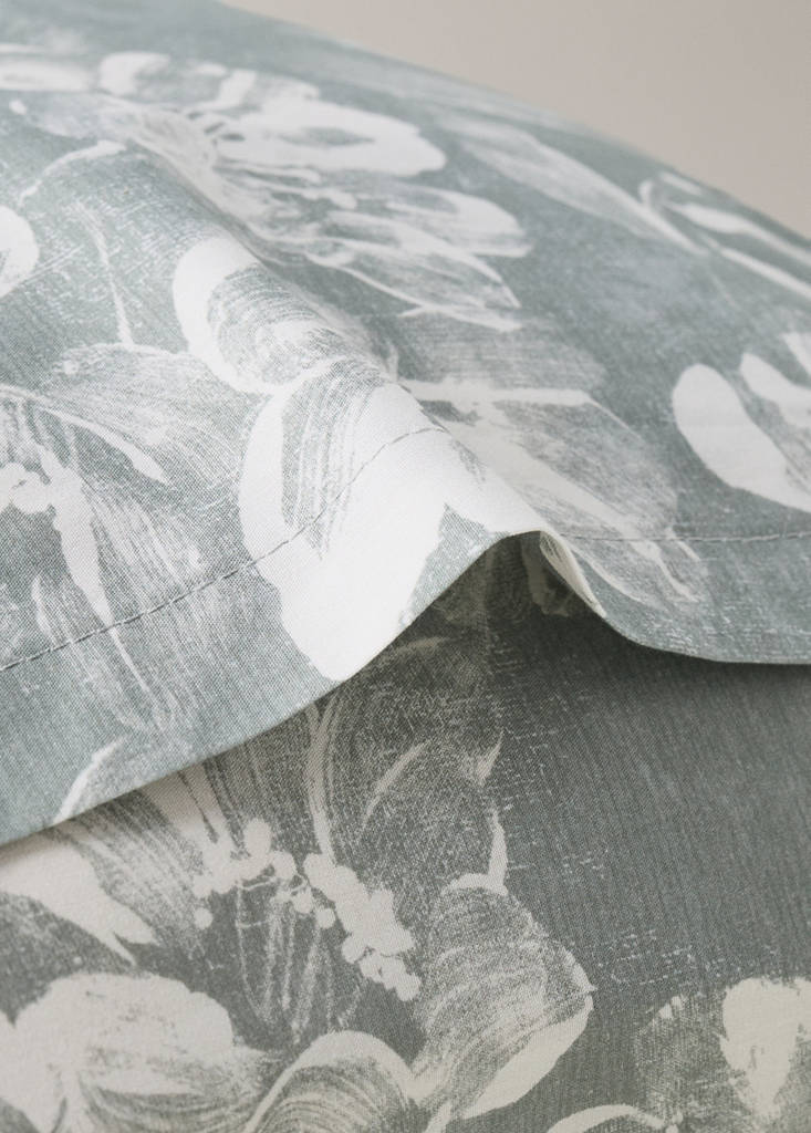 Pack of 2 cotton floral pillowcases 50x75 cm — Medium Green