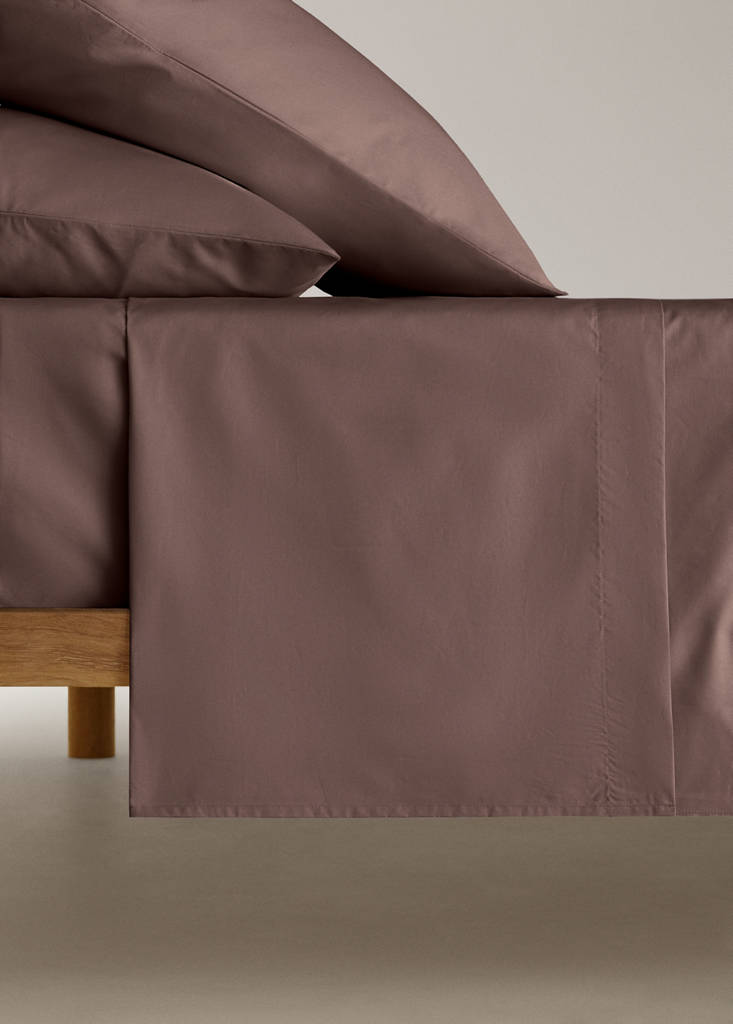 Percale cotton top sheet 200 thread count for 135/140cm bed — Brown