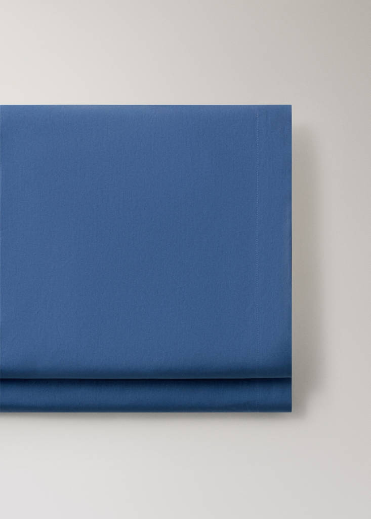 Percale cotton top sheet 200 thread count for 135/140cm bed — Indigo Blue