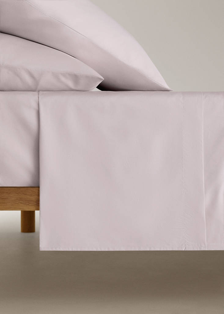 Percale cotton top sheet 200 thread count for 135/140cm bed — Pale Pink