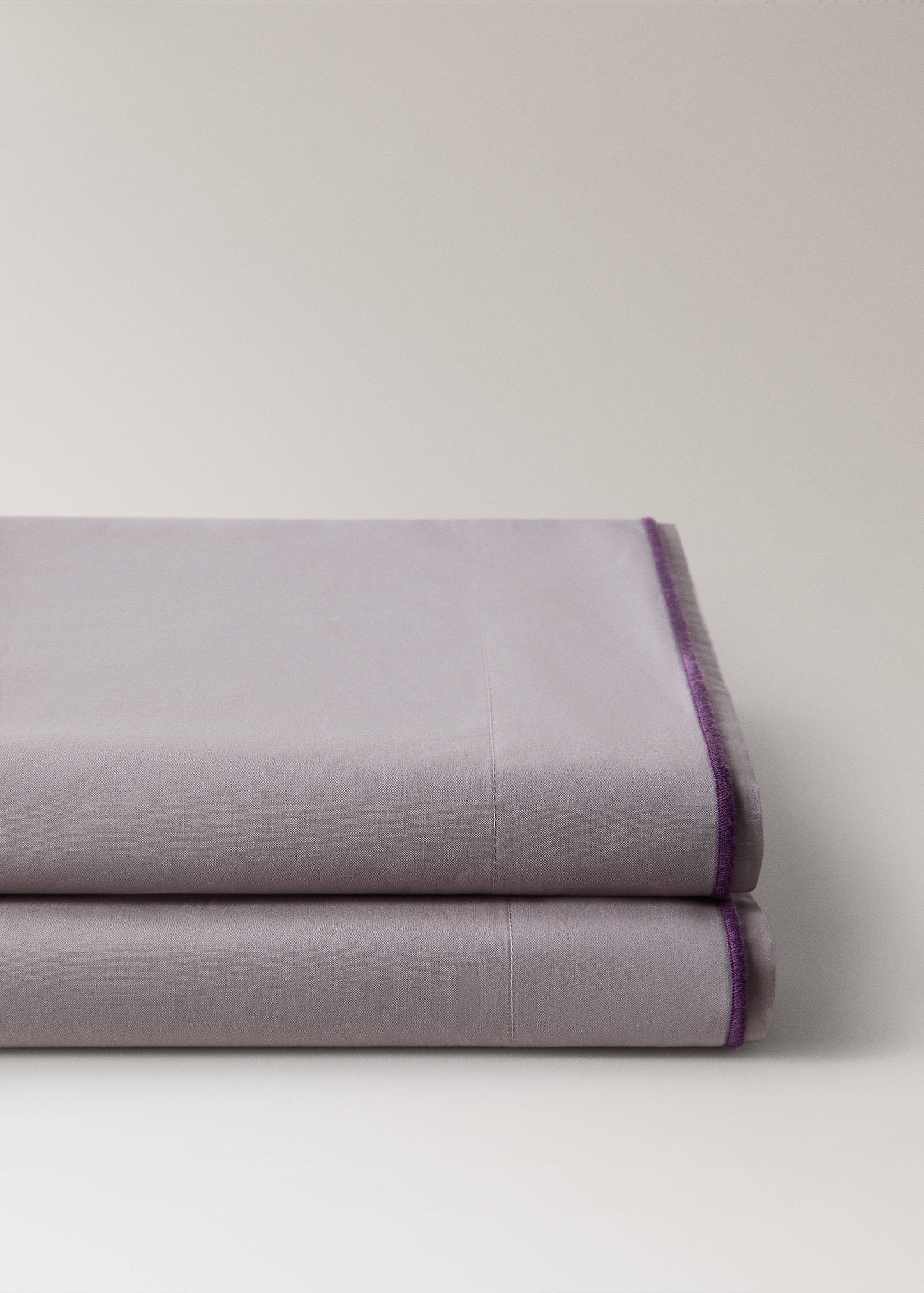 Top sheet 100% percale cotton Bed 180/200 cm - Details of the article 2, Brown. Ref: 37032960-00.