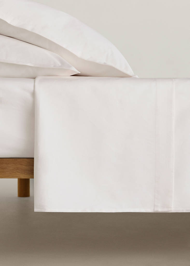 Top sheet 100% cotton sateen Bed 150/160 cm — Ecru