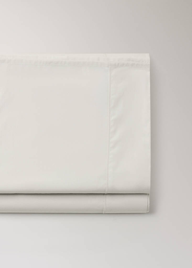 Percale cotton flat sheet, 300 thread count, piping detail, for 150/160 cm bed — Sand