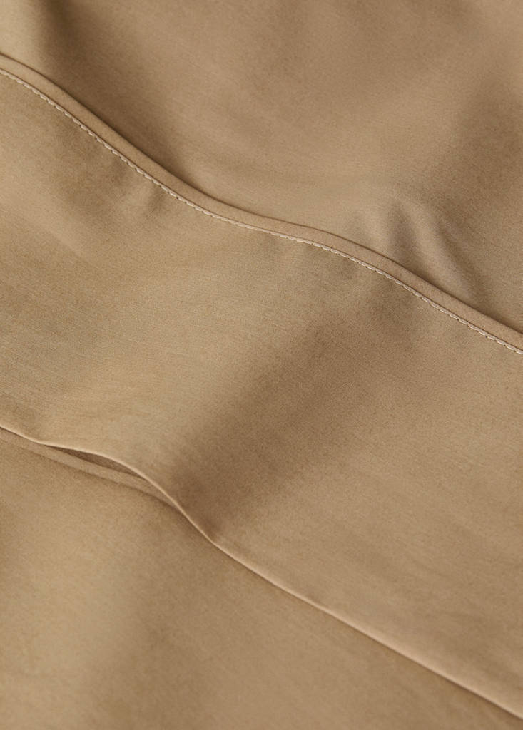Percale cotton flat sheet, 300 thread count, piping detail, for 150/160 cm bed — Tobacco Brown