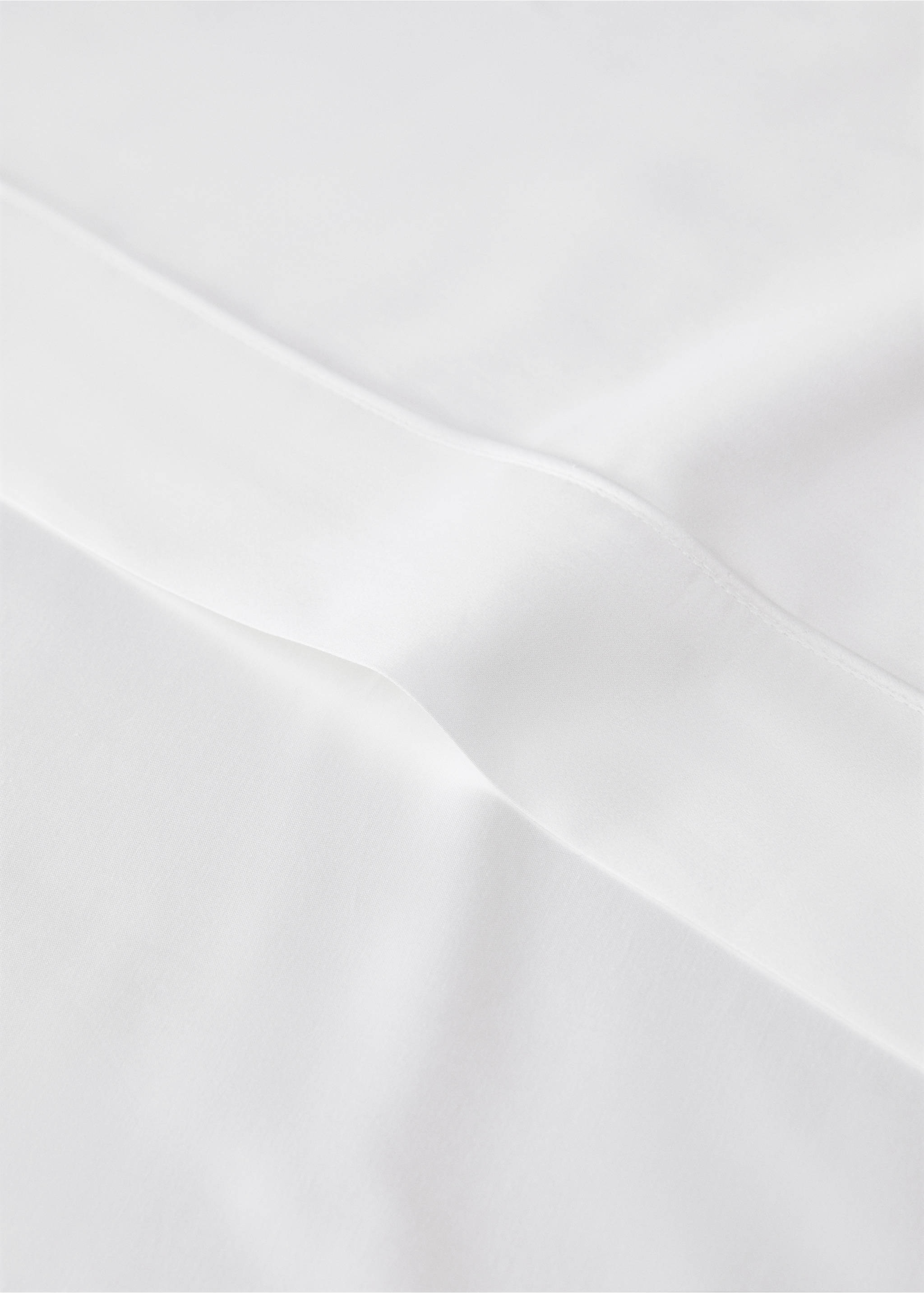 Drap plat coton satin 600 fils lit 150/160 cm - Plan moyen, Blanc. Ref: 37032974-00.