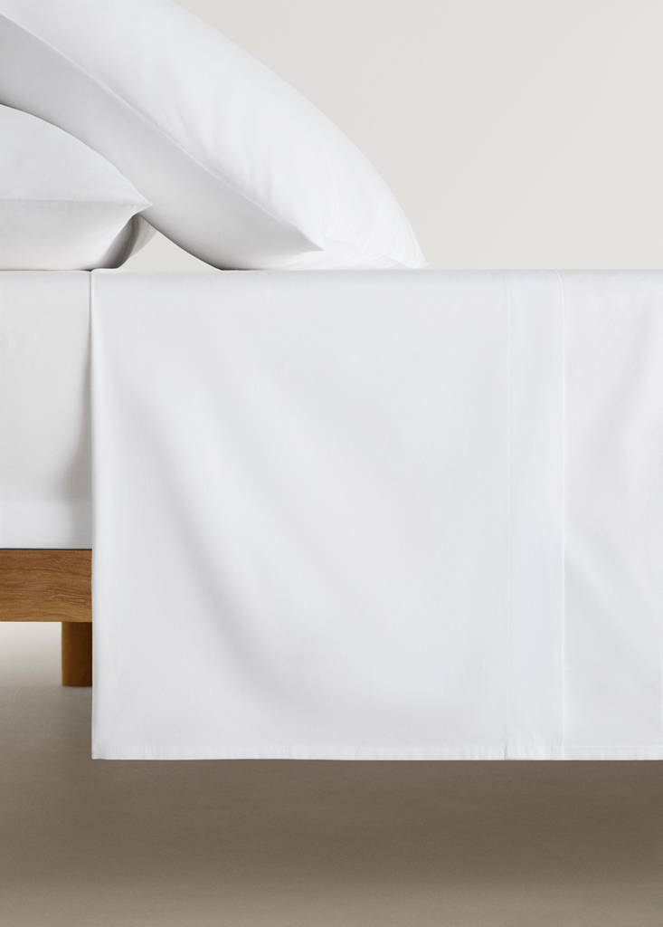 Percale cotton top sheet for single bed — White