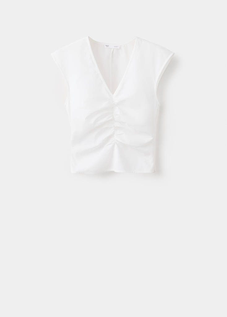 Gathered 100% cotton top — Off White