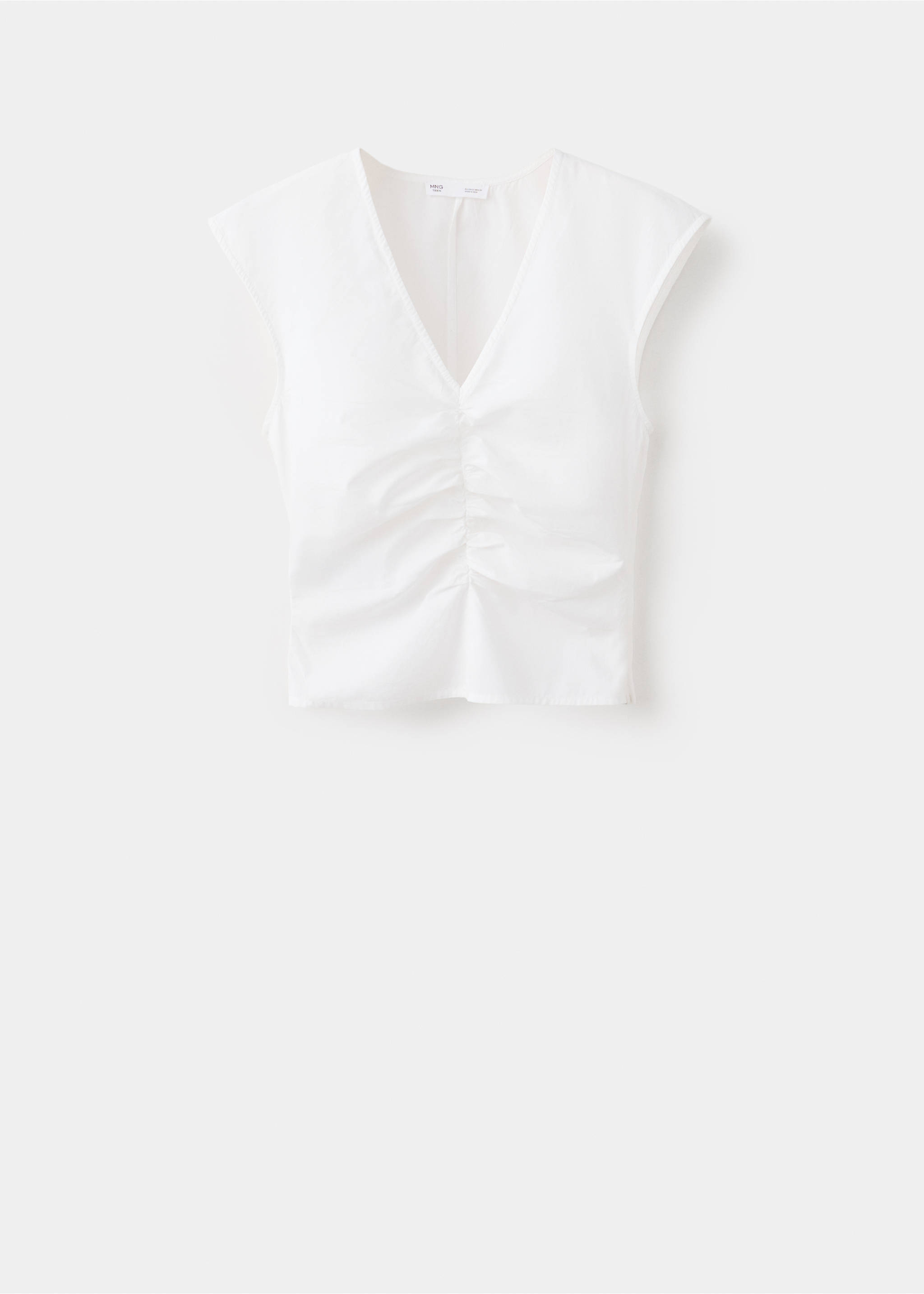 Gathered 100% cotton top - Article without model, Off White. Ref: 37033277-00.