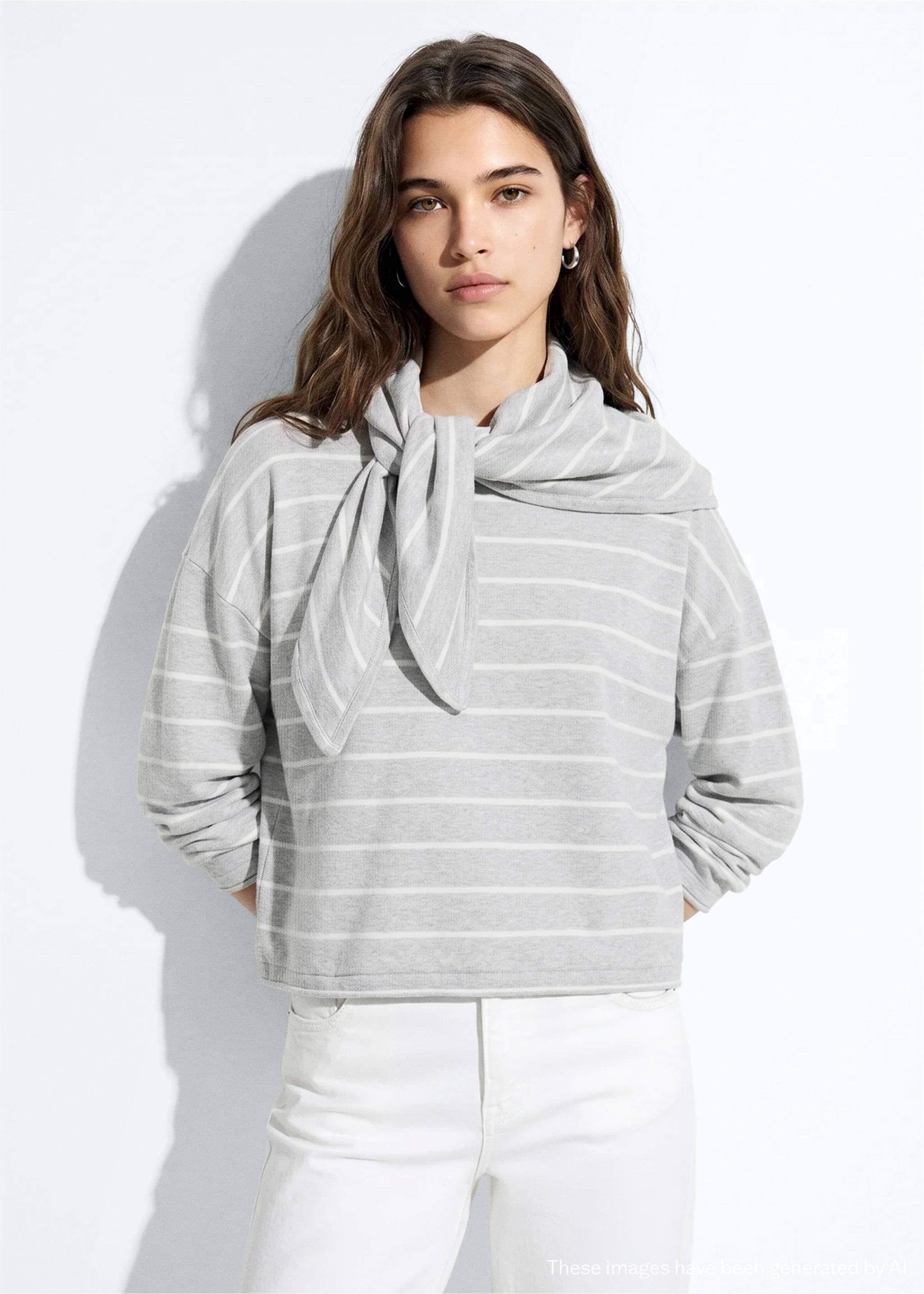 Striped knit jumper with flock detail - Medium plane, Medium Heather Grey. Ref: 37033288-00.