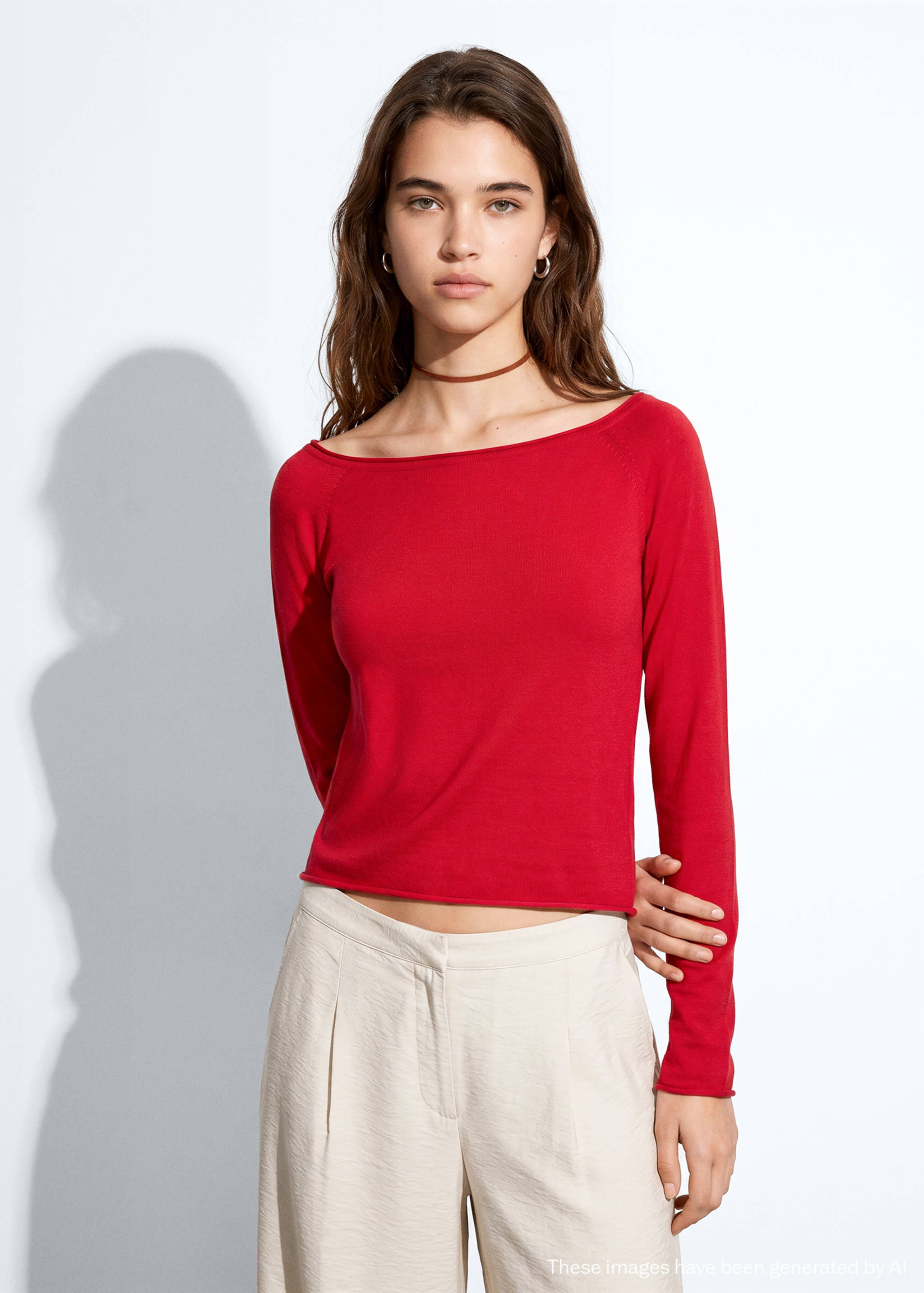 100% cotton boat neck sweater - Medium plane