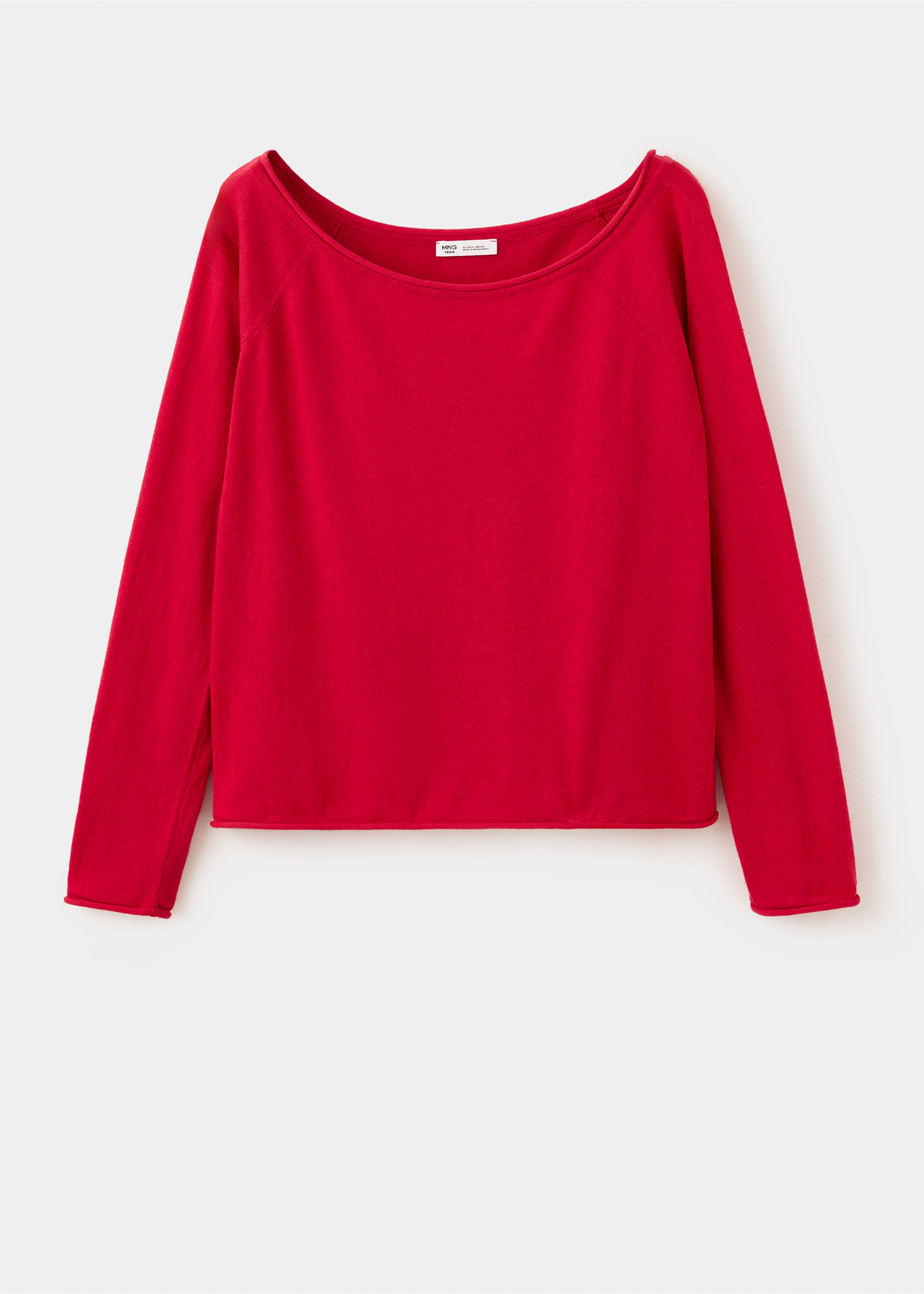 100% cotton boat neck sweater - Article without model, Red. Ref: 37033289-00.