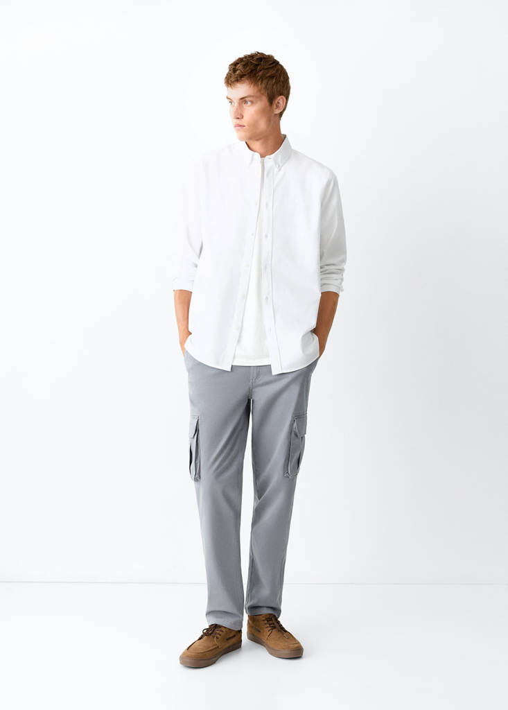 Koszula z tkaniny oxford z 100% bawełny złamana biel - Teen - XS - MANGO TEEN
