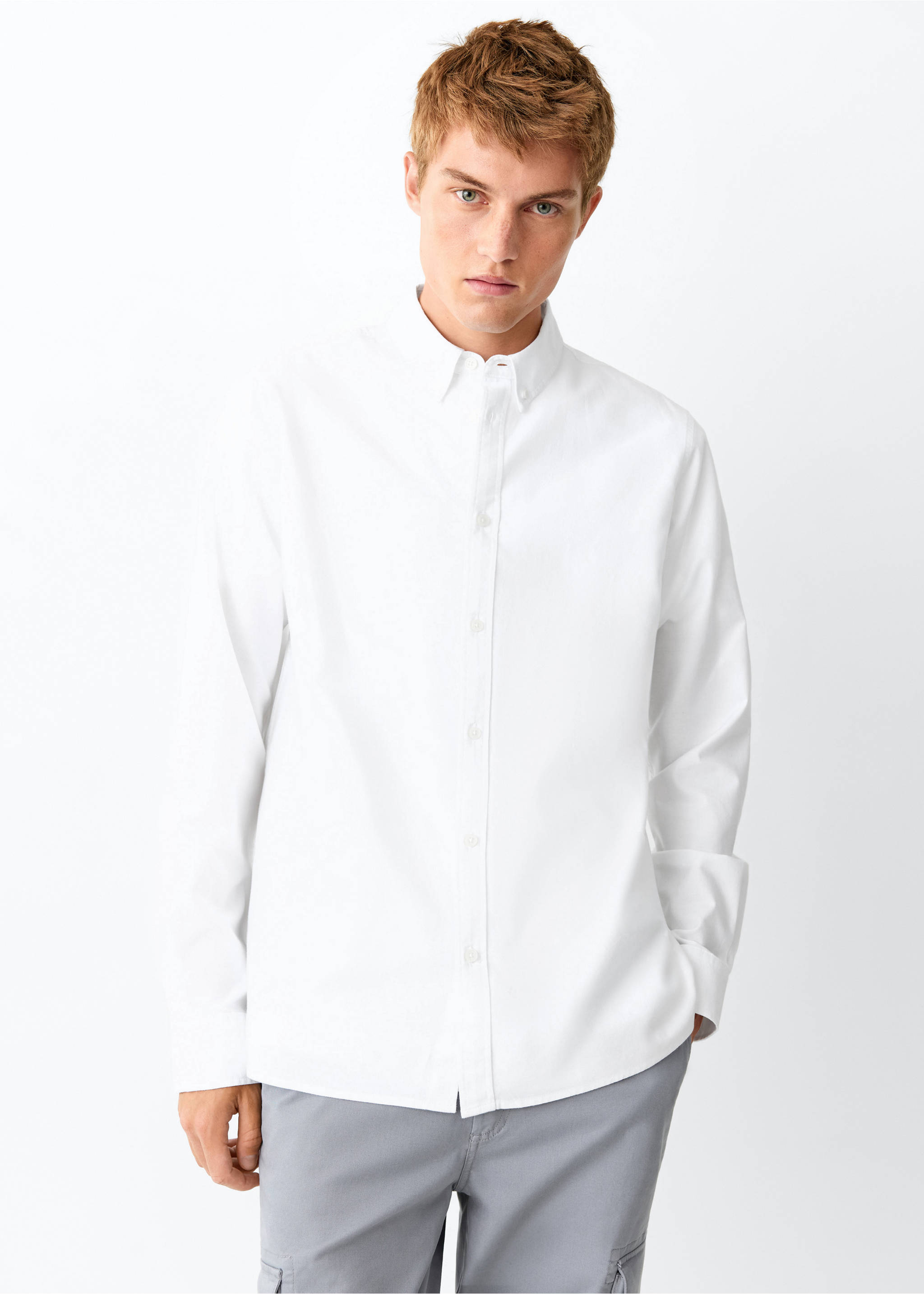 100% cotton Oxford shirt - Medium plane, Off White. Ref: 37033292-00.