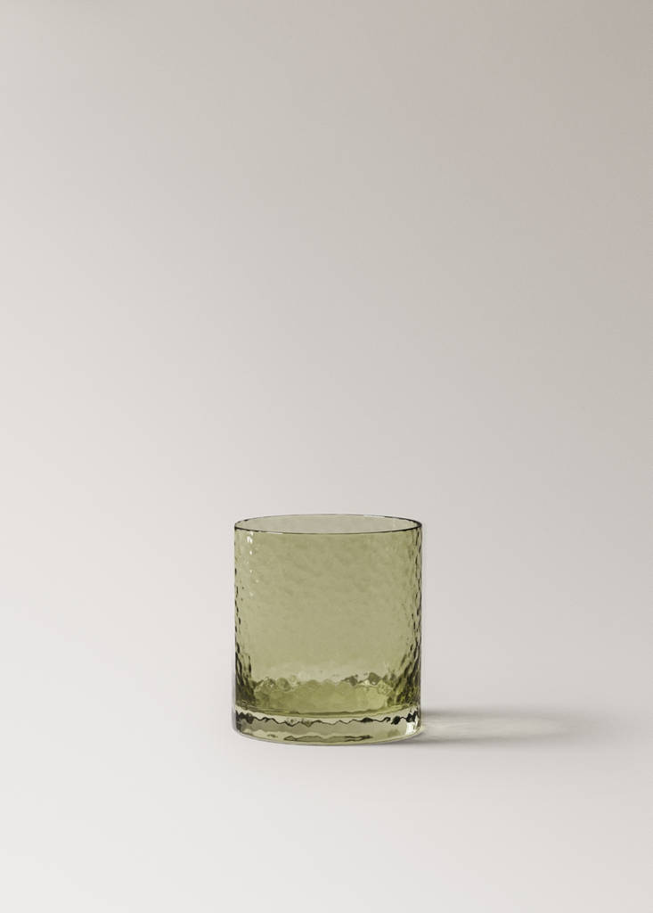 Hammered glass tumbler — Green