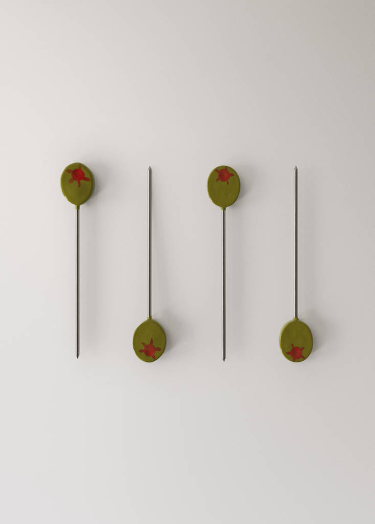 Pack of 4 tomato chopstick holders — Olive Green