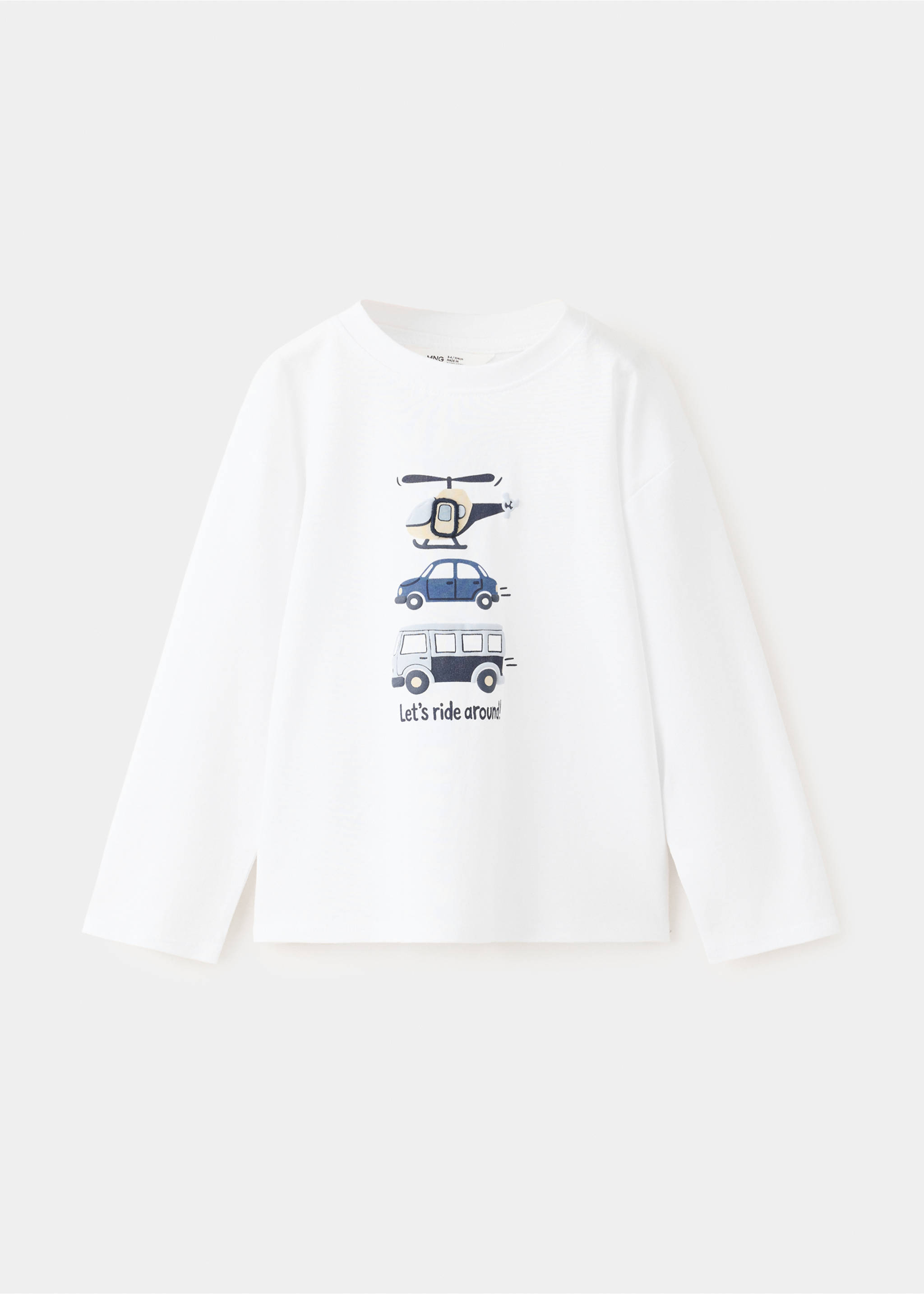 100% cotton printed t-shirt - Article without model, Off White. Ref: 37033305-00.