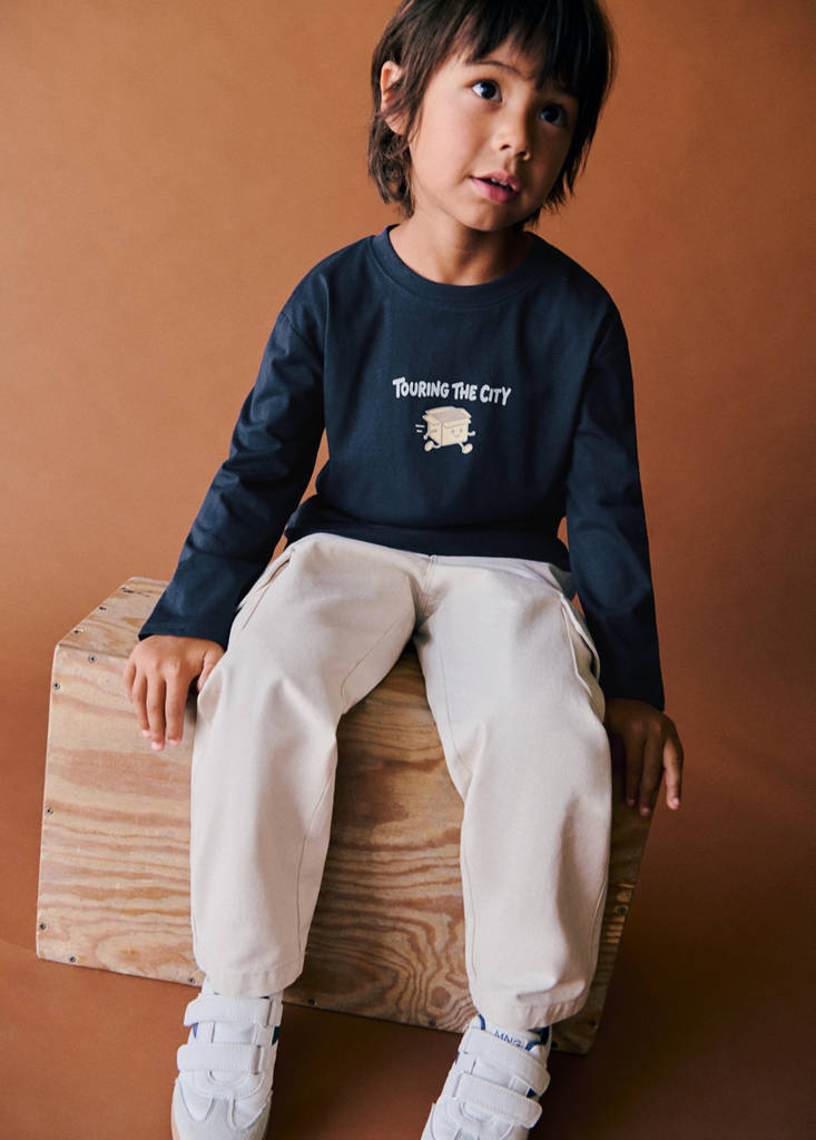 Printed cotton-blend t-shirt — Navy