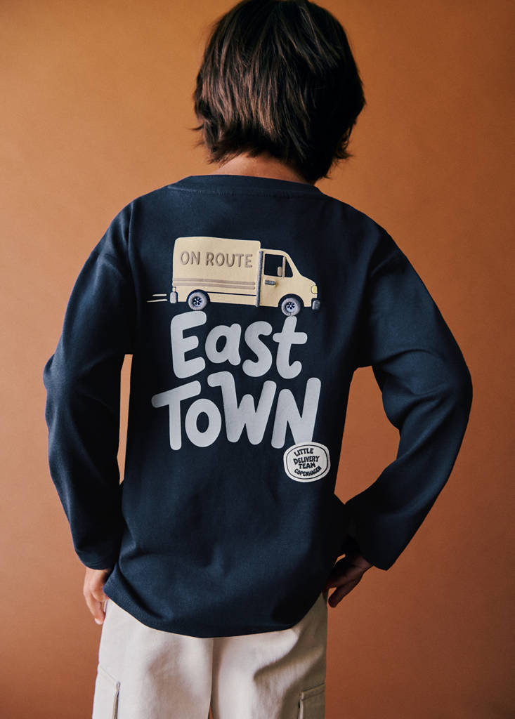 Printed cotton-blend t-shirt — Navy