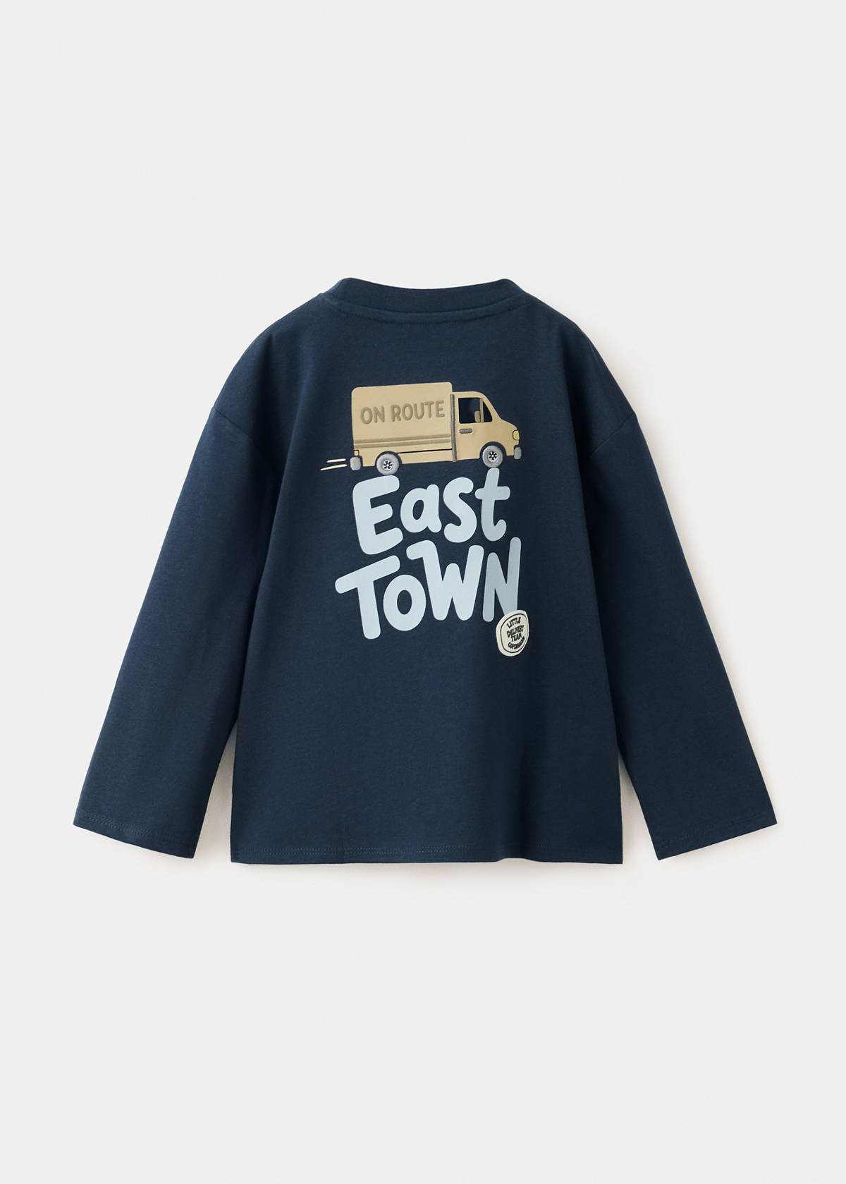 Printed cotton-blend t-shirt — Navy