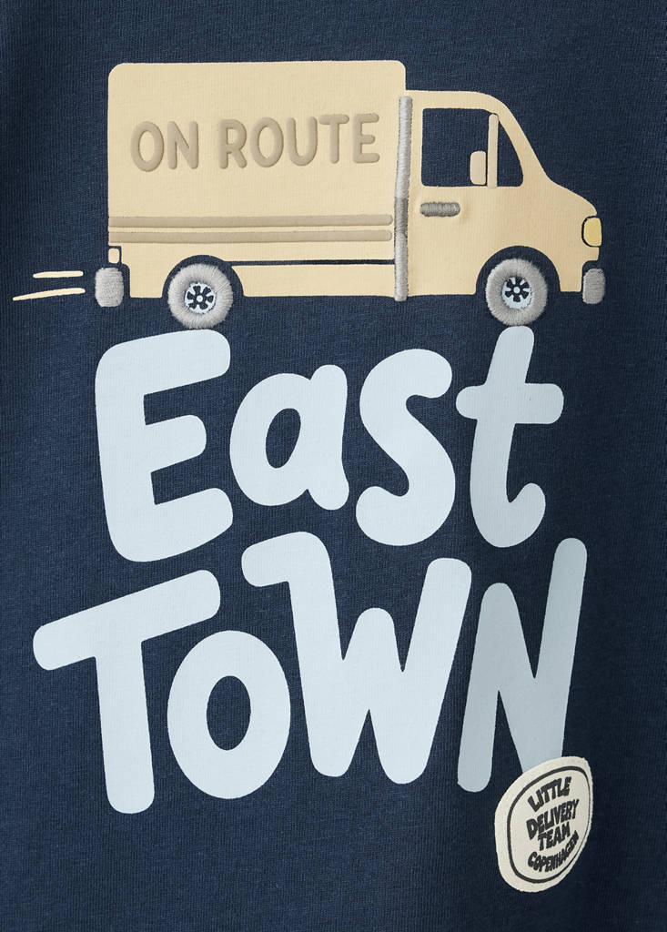 Printed cotton-blend t-shirt — Navy