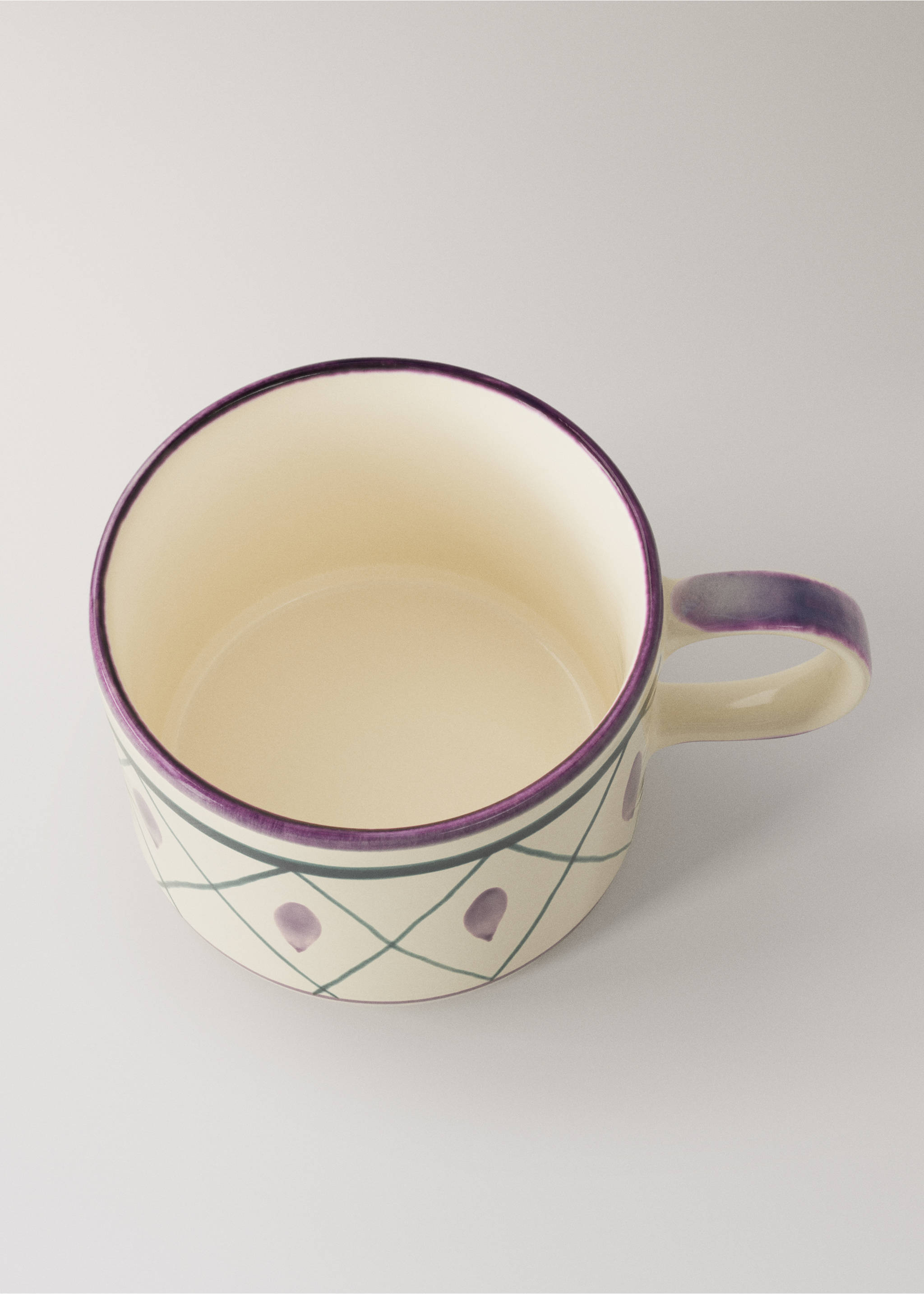 Hand-painted stoneware mug - Details of the article 1, Petrol Blue. Ref: 37033311-00.