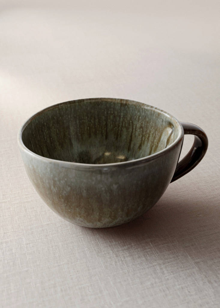 Vintage stoneware mug — Forest Green