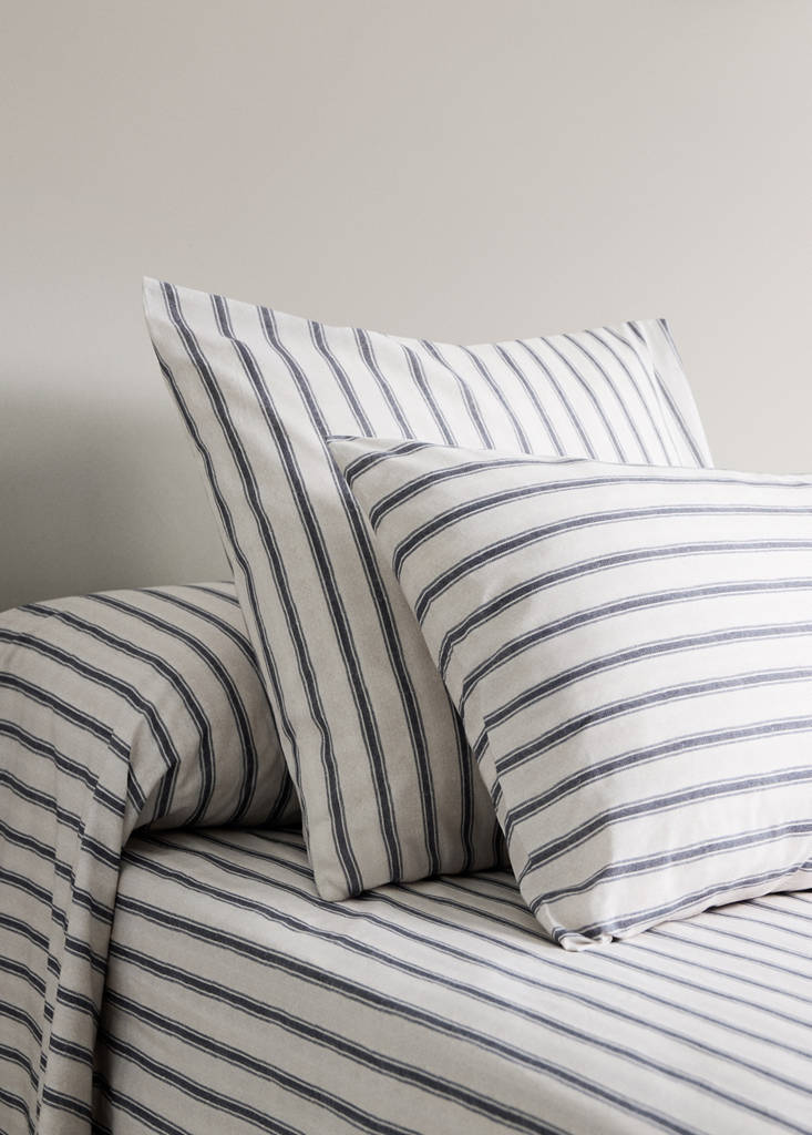 Pack of 2 cotton striped pillowcases 50x75cm — Ecru