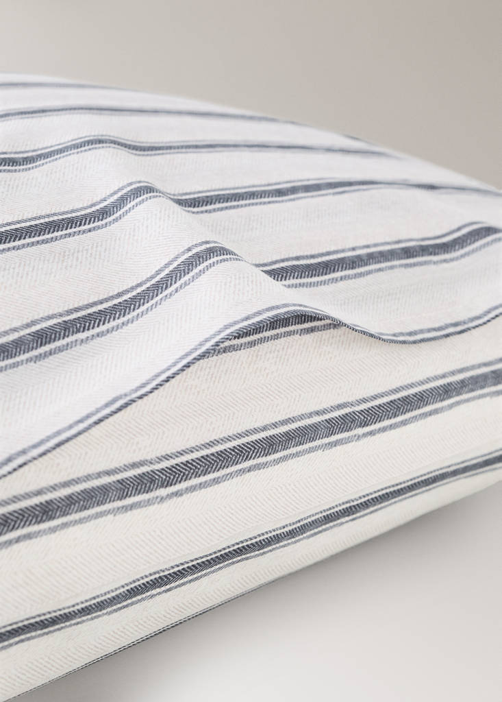 Pack of 2 cotton striped pillowcases 50x75cm — Ecru
