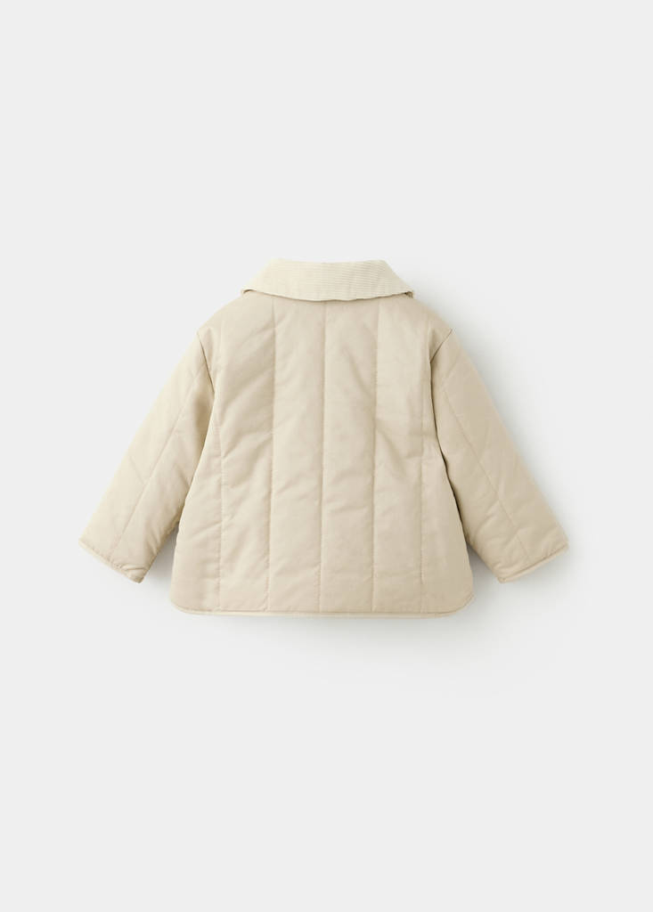 Padded anorak with corduroy collar — Beige
