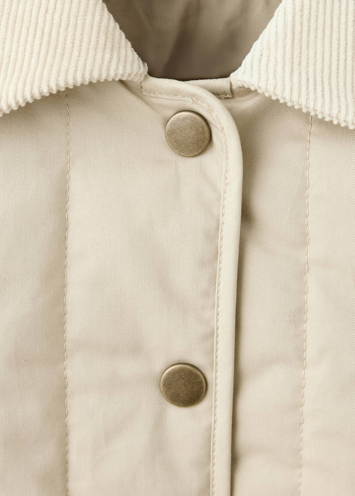 Padded anorak with corduroy collar — Beige