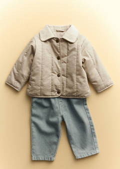 Padded anorak with corduroy collar — Beige 1