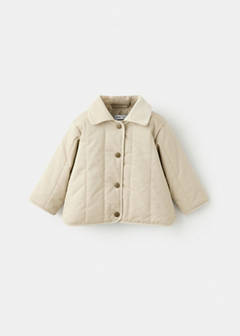 Padded anorak with corduroy collar — Beige 2