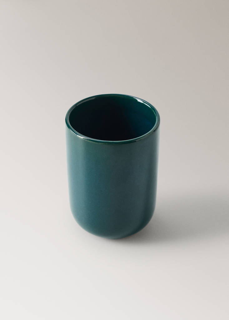 Stoneware toothbrush holder — Petrol Blue