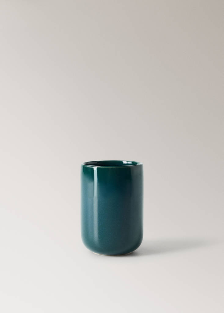 Stoneware toothbrush holder — Petrol Blue