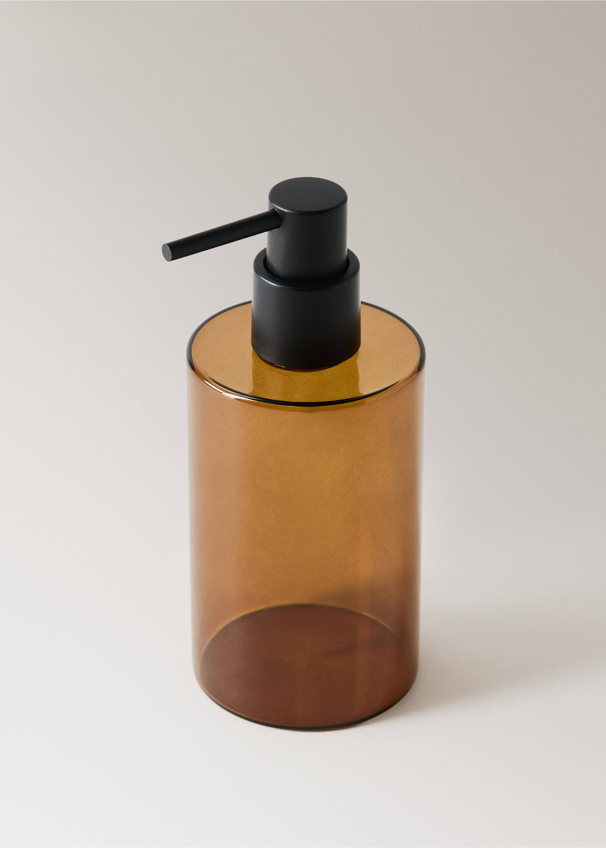 Borosilicate soap dispenser - Details of the article 1, Medium Brown. Ref: 37033860-00.
