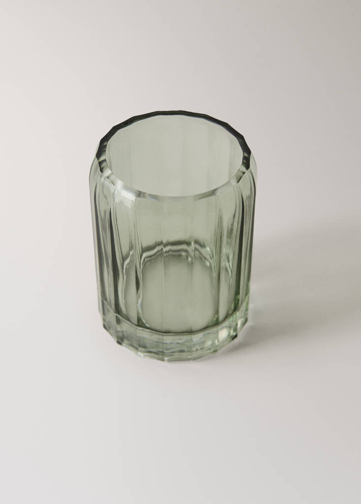 Glass toothbrush holder — Green